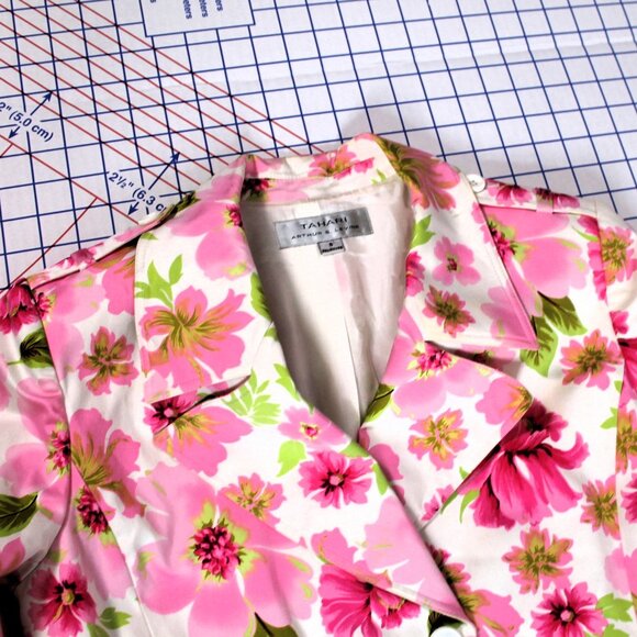 Tahari Pink Floral Trench Coat, Size 8, AS IS - Picture 6 of 12